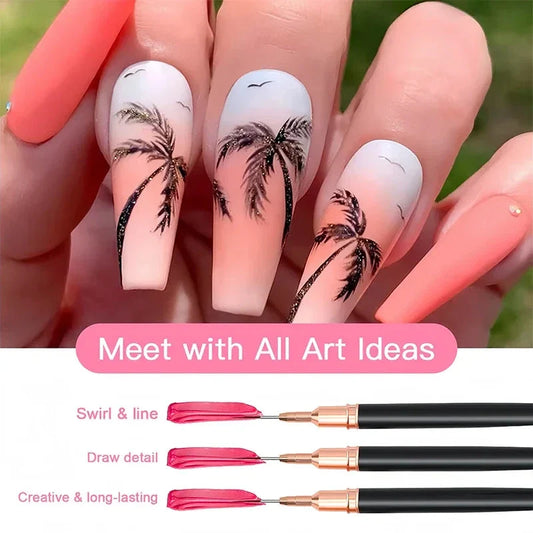 Professional Stripe Nail Art Brushes in various sizes for intricate nail art designs