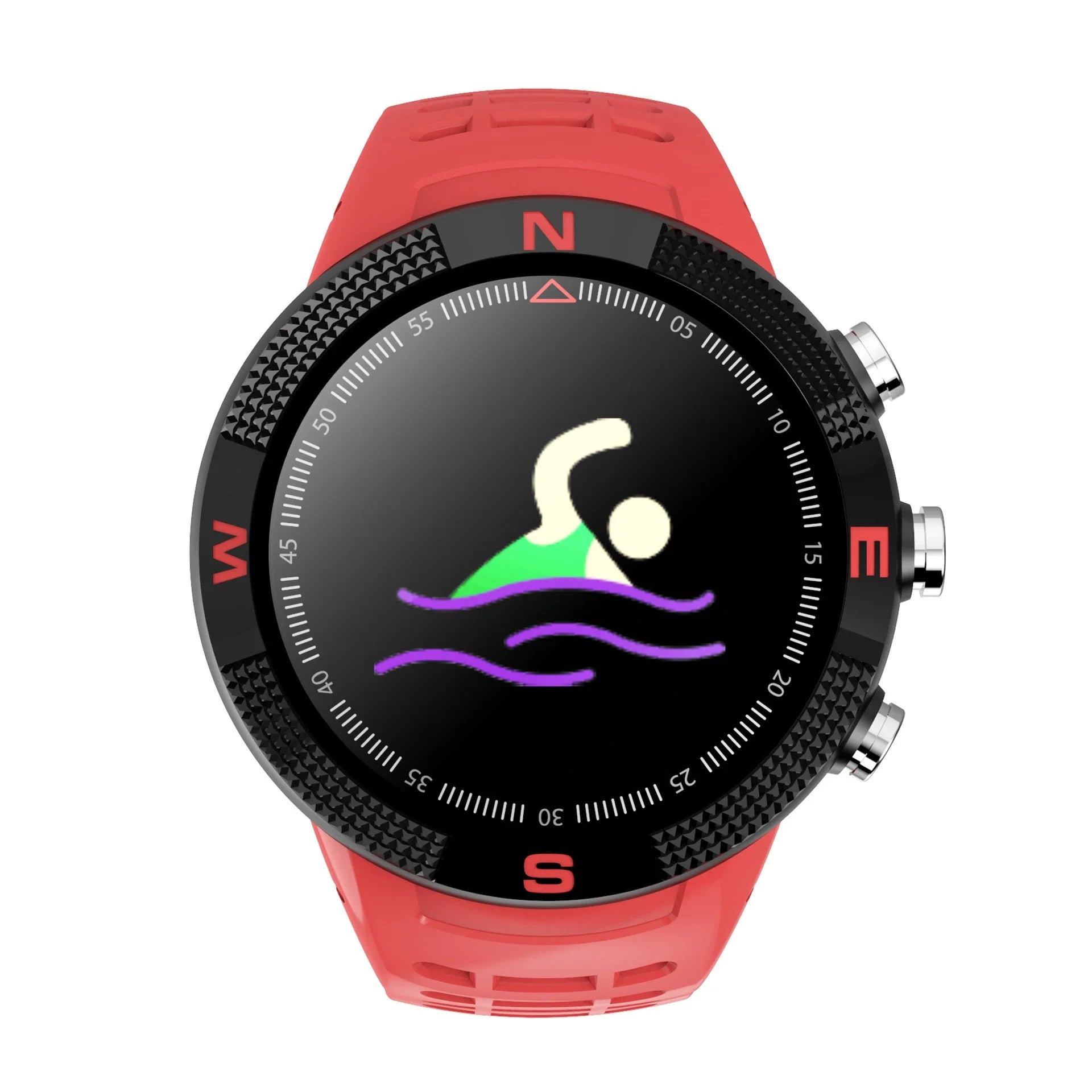 F18 Smart Watch with OLED display, silicone wristband, and comprehensive health tracking features
