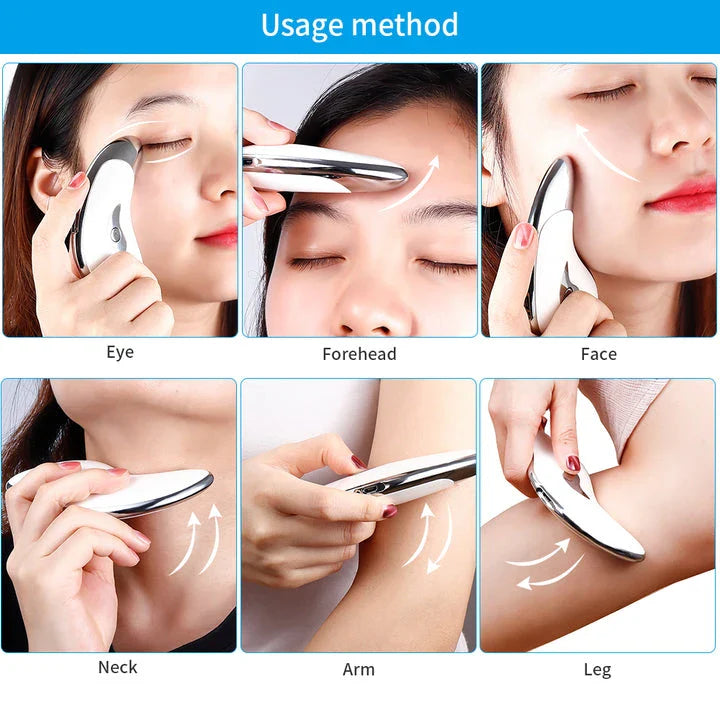 Electric Guasha Face and Neck Vibration Massager with Micro-Current Ion Technology for Skin Rejuvenation