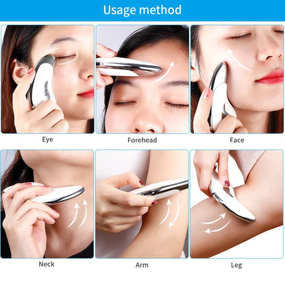Electric Guasha Face and Neck Vibration Massager with Micro-Current Ion Technology for Skin Rejuvenation
