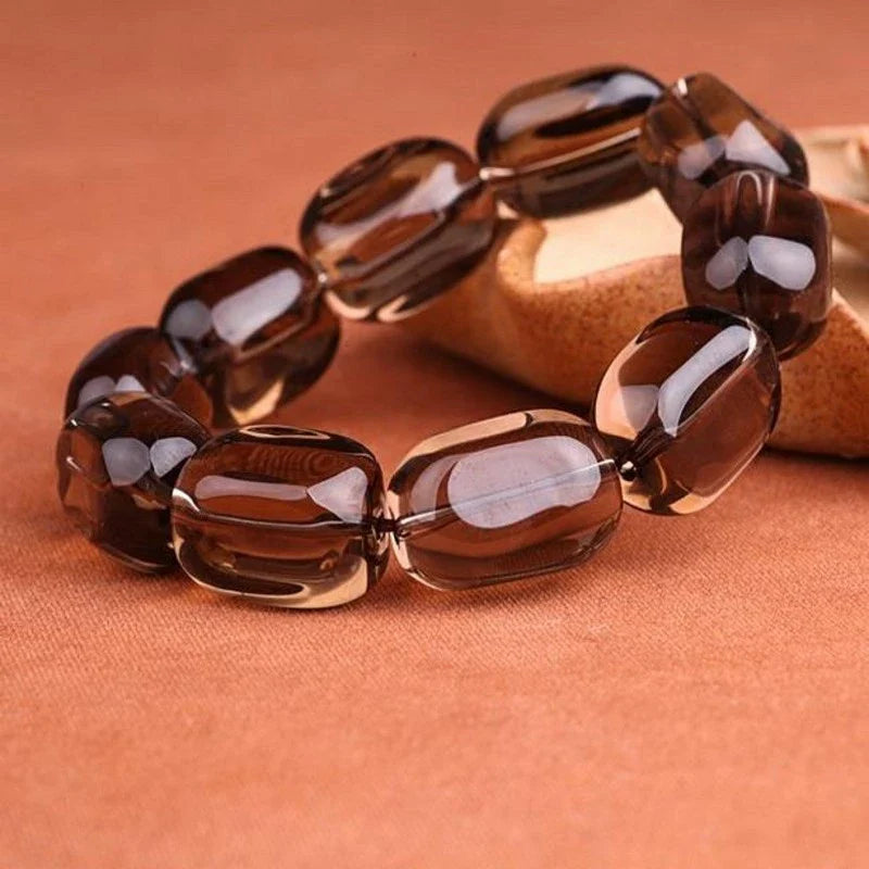 Elegant tea crystal bracelet with round beads, a sophisticated and versatile accessory for any occasion