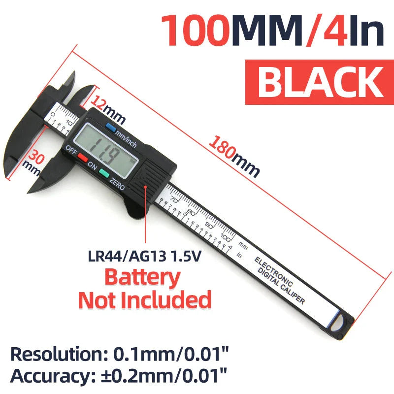 High-Precision Digital Vernier Caliper made of durable carbon fibre with clear LCD display and versatile measuring capabilities