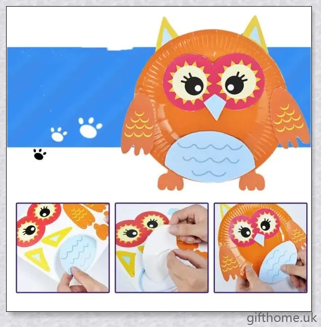 Colourful animal paper plate craft kit with various 3D paper plate animals