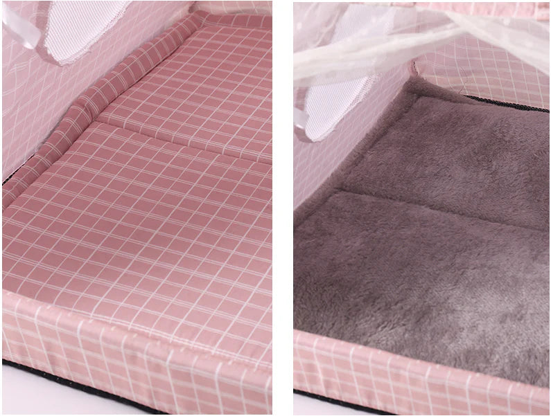 Cozy and comfortable cat bed with raised platform design for optimal temperature regulation and support