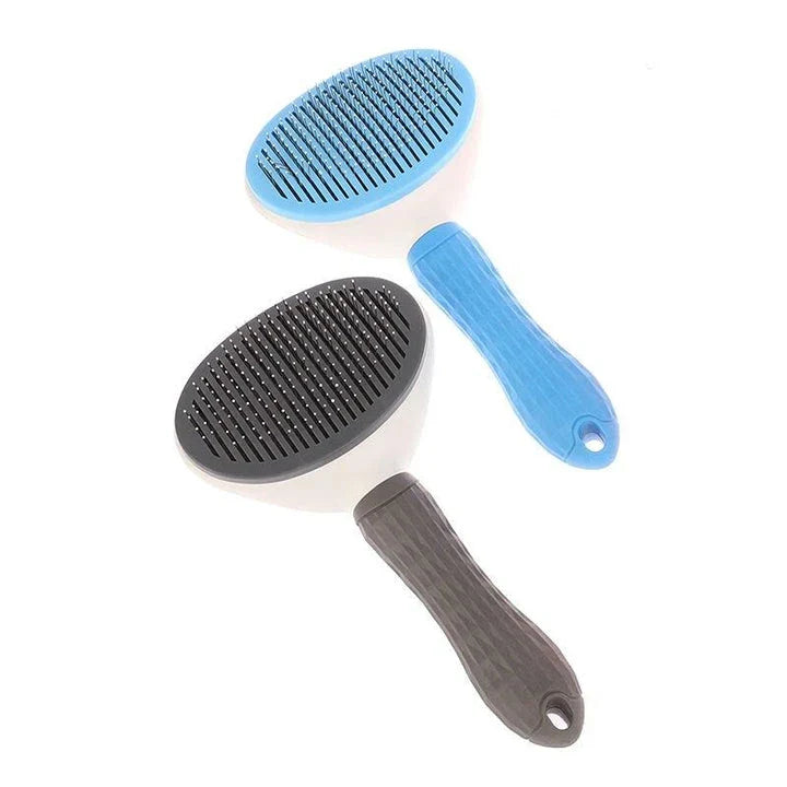 Premium Pet Grooming Comb made of durable stainless steel and ABS, with self-cleaning mechanism and gentle, massage-like effect for cats and dogs