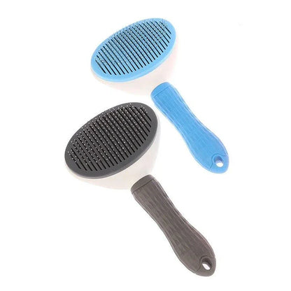 Premium Pet Grooming Comb made of durable stainless steel and ABS, with self-cleaning mechanism and gentle, massage-like effect for cats and dogs