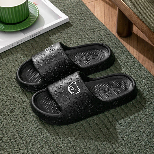 Soft, cosy bear-themed slippers with non-slip soles for comfortable indoor wear