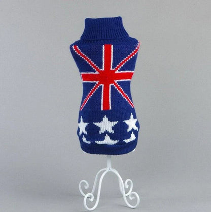 Fashionable acrylic cat sweater in a delightful star pattern, designed to keep your feline friend warm and stylish.