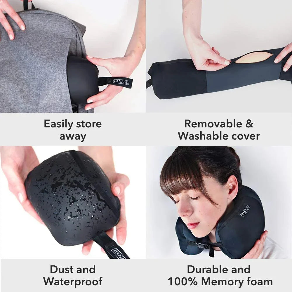 Premium Memory Foam Travel Pillow for Restful Journeys - Compact, Portable, and Supportive Design