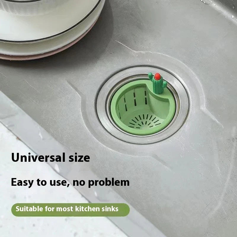 Elegant green cactus-inspired sink filter basket with effective debris trapping capabilities