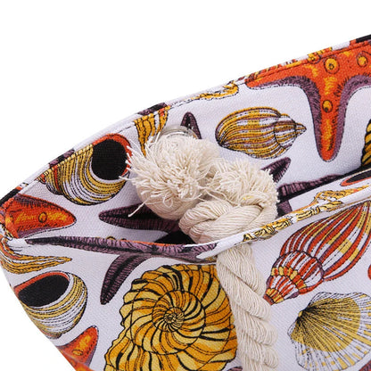 Stylish canvas beach tote bag with Shells Conch print design, perfect for summer adventures