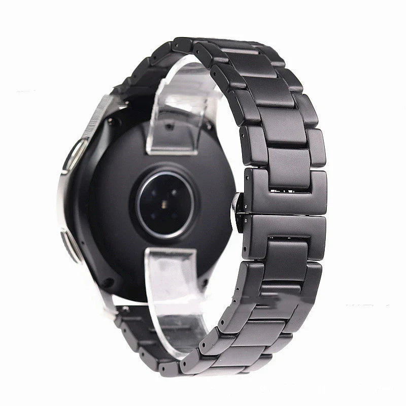 Premium five-pearl ceramic stainless steel black strap for luxury watches, featuring a sleek and sophisticated design