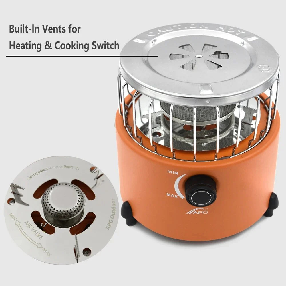 Versatile 2-in-1 Camping Stove and Gas Heater in blue colour, designed for outdoor comfort and convenience