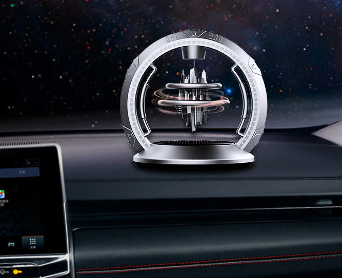 Sophisticated solar-powered car fragrance diffuser with natural plant-based aromatherapy technology