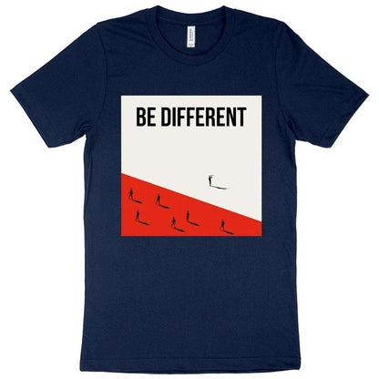 Distinctive and comfortable British t-shirt with 'Be Different' print, made from premium Airlume cotton in the USA