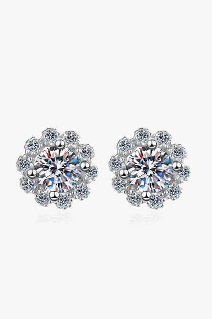 Captivating Moissanite Floral Stud Earrings in 925 Sterling Silver with Zircon Accents