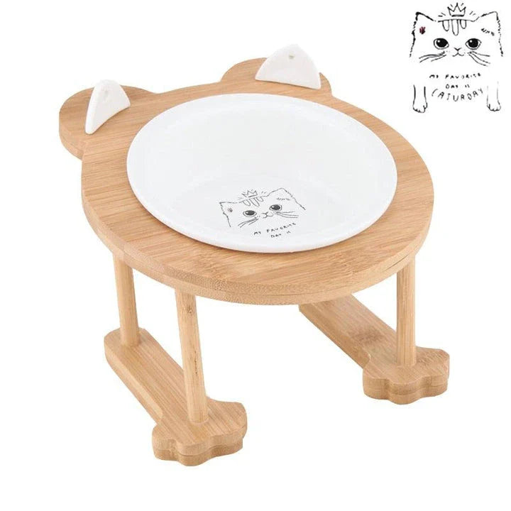 Ceramic Pet Bowl with Tilted Base in various colours, designed for comfort and style