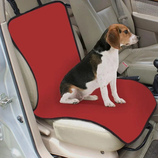 Premium waterproof pet car seat cover in red, designed to protect vehicle's back bench from dirt, fur, and spills