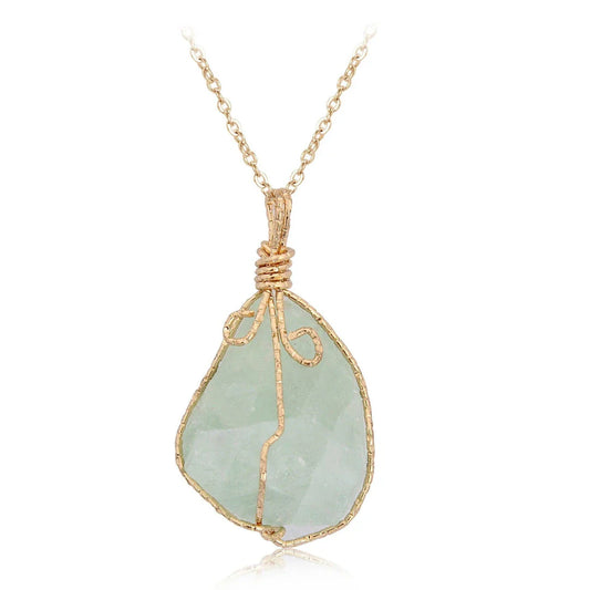 Handcrafted natural stone pendant necklace with irregular crystal for a distinctive and rustic charm
