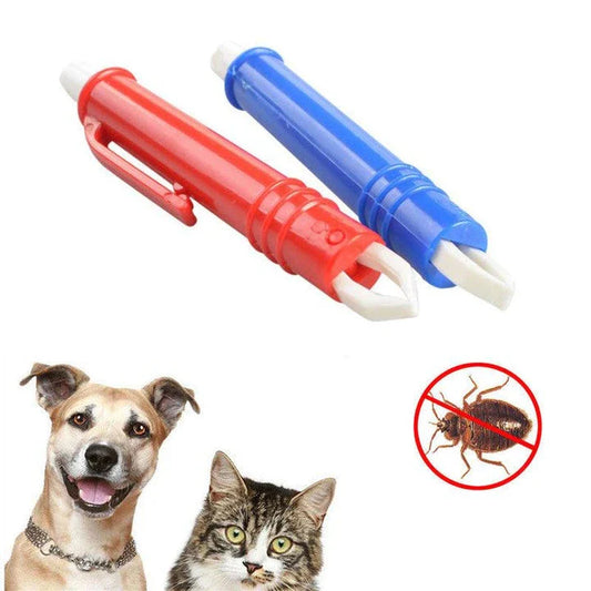 Premium Hair Tick Remover Grooming Tool for Pets, available in red and blue colours, designed to effectively remove ticks, fleas, and other pests from your pet's coat.