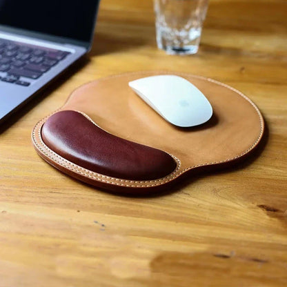 Premium PU Leather Wrist Rest Pad in black, providing ergonomic support and a sleek appearance for desks and gaming setups