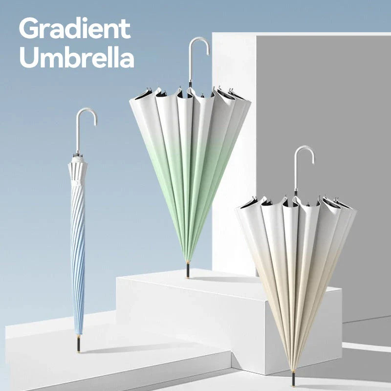 Gradient sun umbrella with durable fiberglass and aluminium construction, providing excellent UV protection and wind resistance for British weather
