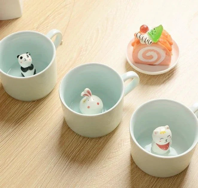Charming 3D cat-shaped ceramic coffee mug with a whimsical design and generous 220ml capacity