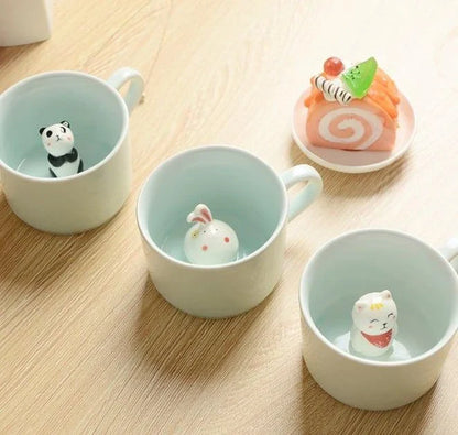 Charming 3D cat-shaped ceramic coffee mug with a whimsical design and generous 220ml capacity