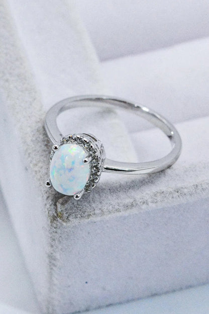 Premium 925 sterling silver ring featuring a captivating Australian opal gemstone, showcasing the enduring craftsmanship of British jewellery design.
