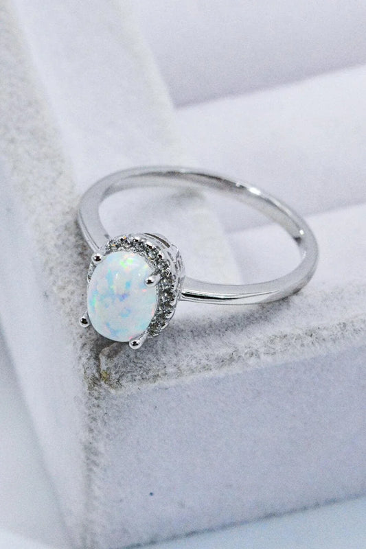 Premium 925 sterling silver ring featuring a captivating Australian opal gemstone, showcasing the enduring craftsmanship of British jewellery design.
