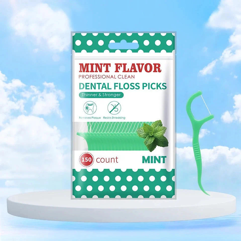 Premium mint-infused dental floss sticks for thorough interdental cleaning and fresh breath on the go