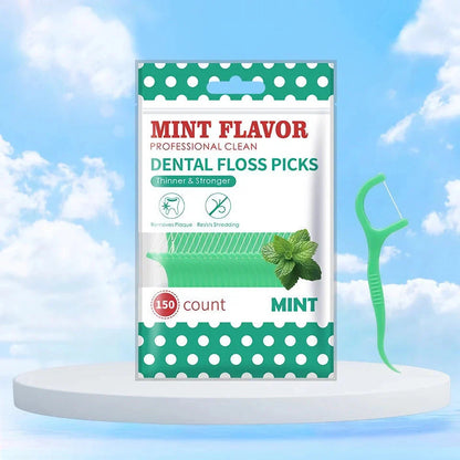 Premium mint-infused dental floss sticks for thorough interdental cleaning and fresh breath on the go
