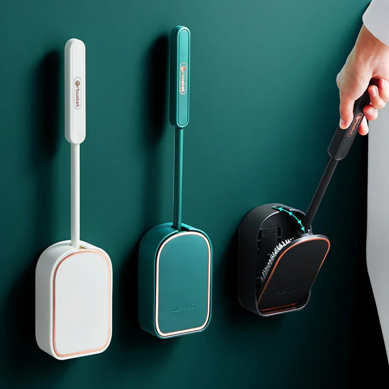 Eco-Friendly Silicone Toilet Brush with Quick-Dry Holder for Thorough, Hygienic Bathroom Cleaning
