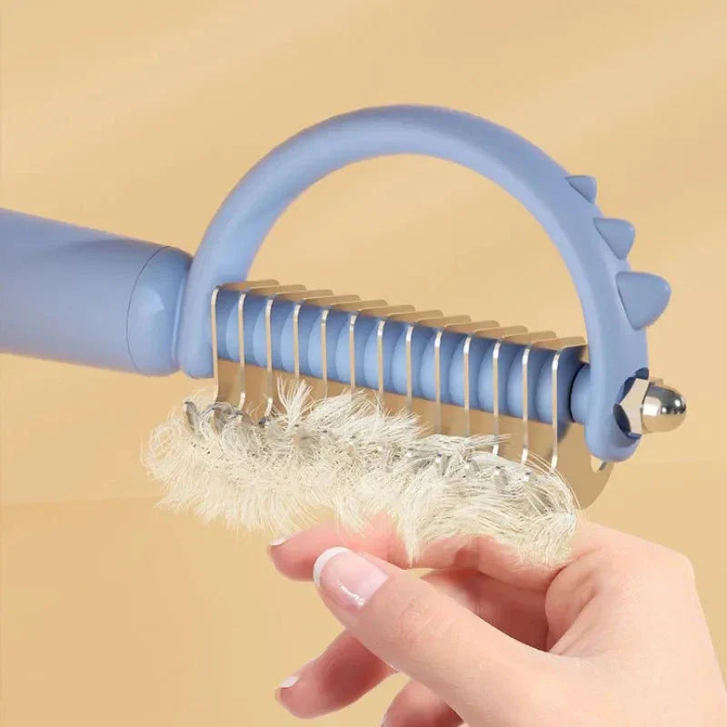 Premium double-sided stainless steel dog grooming comb with fine and coarse teeth for effortless knot removal and coat care