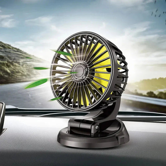 Multi-Angle Rotatable Car Cooling Fan with adjustable airflow and compact design for safe, comfortable driving