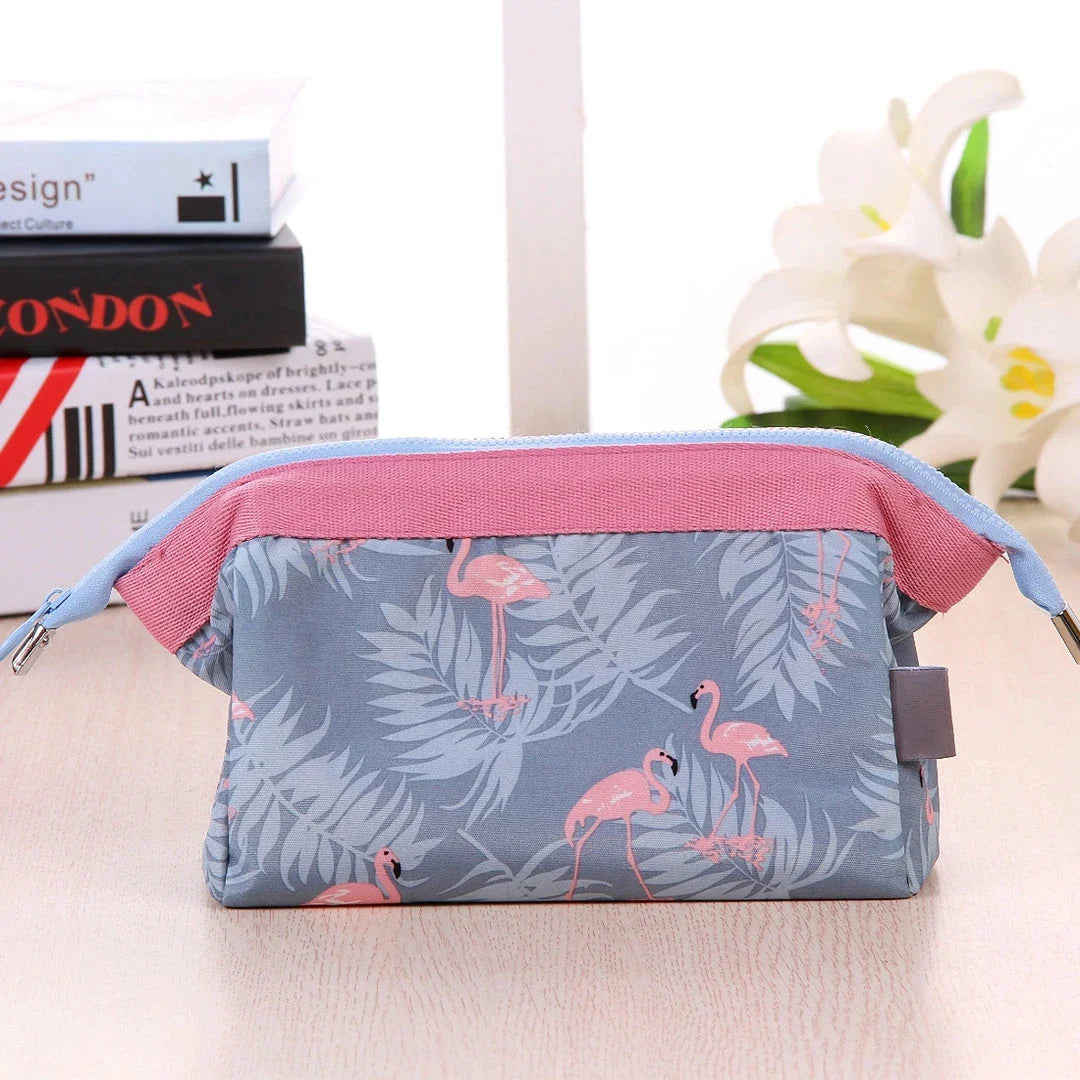 Premium Makeup and Cosmetics Organiser Bag in Flamingo Design with Spacious Interior and Customisable Storage Options