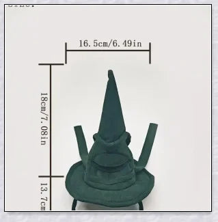 Sortband Halloween Witch Hat Headband in red, green, and brown colours with a detachable witch hat design