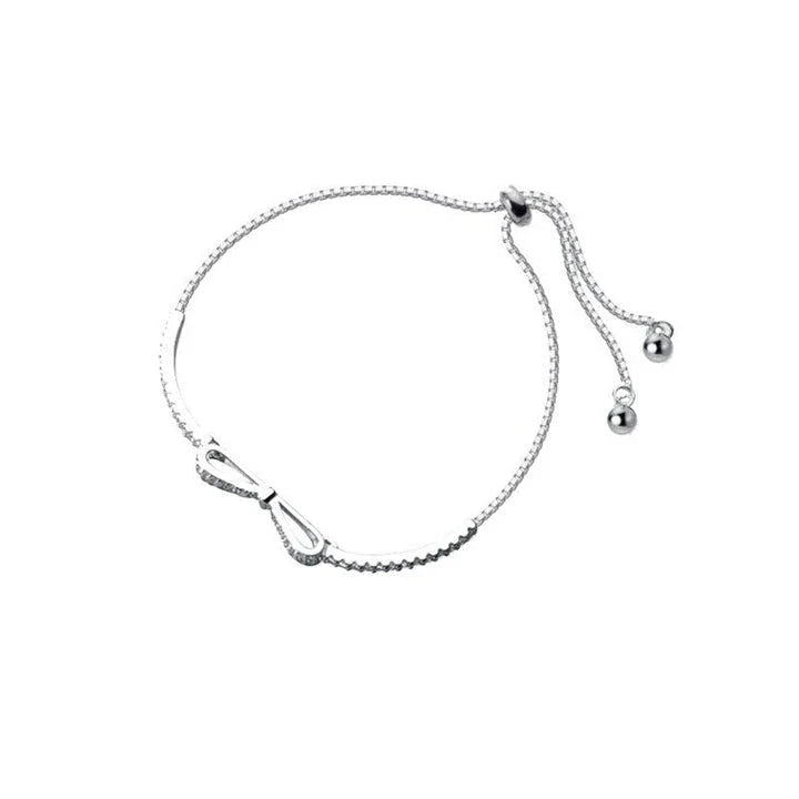 Elegant 925 sterling silver bow bracelet with minimalist design for stylish women