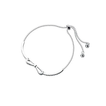 Elegant 925 sterling silver bow bracelet with minimalist design for stylish women