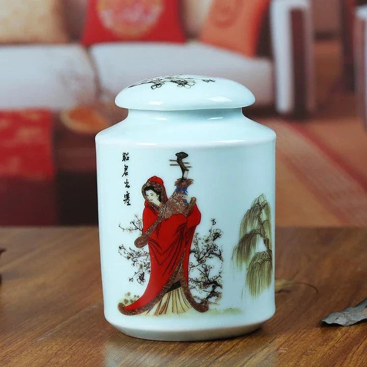 Handcrafted Asian-inspired ceramic tea jars with generous 250 ml capacity, perfect for storing and preserving a variety of loose-leaf teas