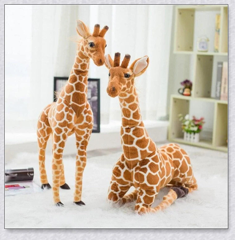 Huge, realistic giraffe plush toys in various sizes, made of soft cotton for cuddly comfort