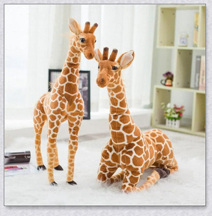 Huge, realistic giraffe plush toys in various sizes, made of soft cotton for cuddly comfort