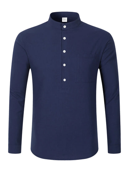 Men's premium British cotton and linen long sleeve shirt in a range of classic colours and sizes