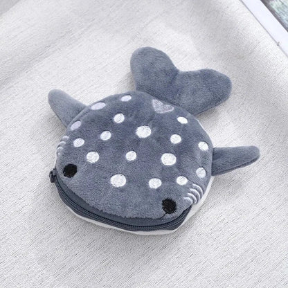 Kawaii whale shark plush coin purse with soft, durable fabric and secure zipper closure for storing small items