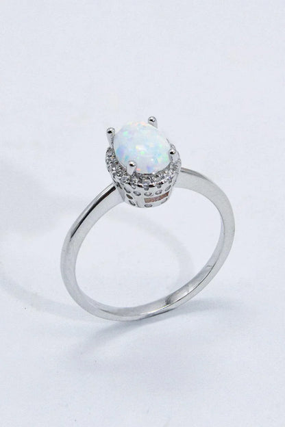 Premium 925 sterling silver ring featuring a captivating Australian opal gemstone, showcasing the enduring craftsmanship of British jewellery design.