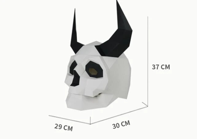 Premium handcrafted Devil Skull Papercraft Mask with horns, perfect for Halloween celebrations