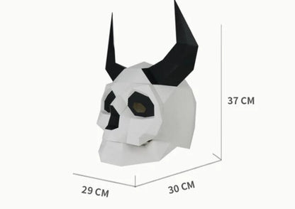 Premium handcrafted Devil Skull Papercraft Mask with horns, perfect for Halloween celebrations