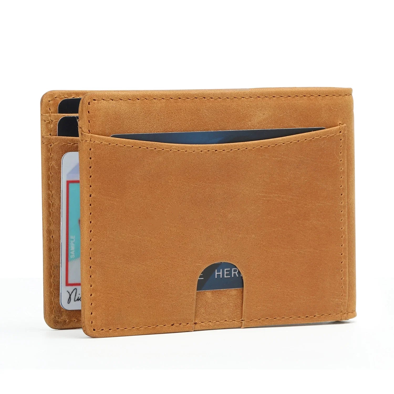 Premium anti-theft genuine leather wallet in a classic brown colour, designed for the discerning British gentleman