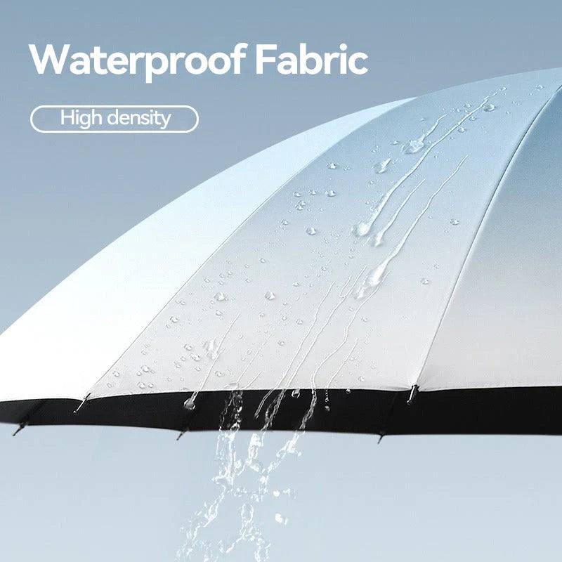 Gradient sun umbrella with durable fiberglass and aluminium construction, providing excellent UV protection and wind resistance for British weather