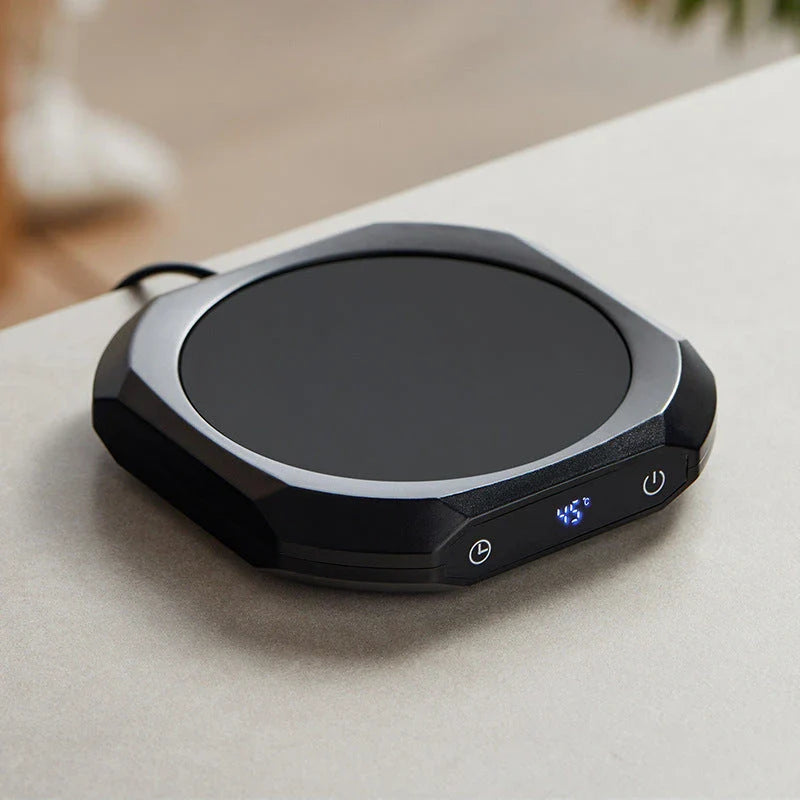 A black or wood grain-coloured thermal insulation heating pad with a sleek and modern design, providing consistent warmth and temperature control.